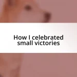 How I celebrated small victories