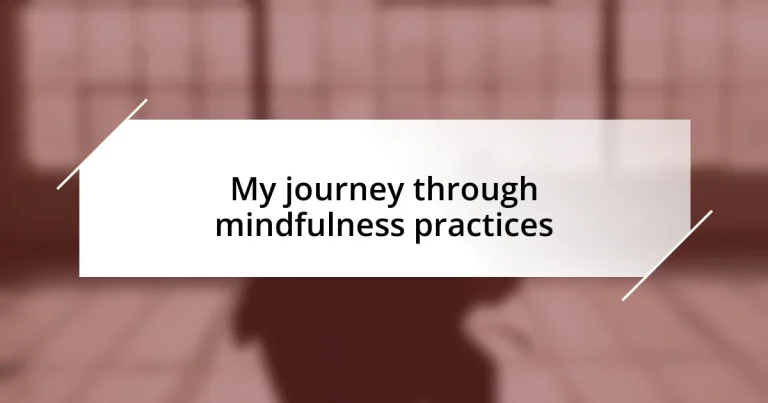 My journey through mindfulness practices