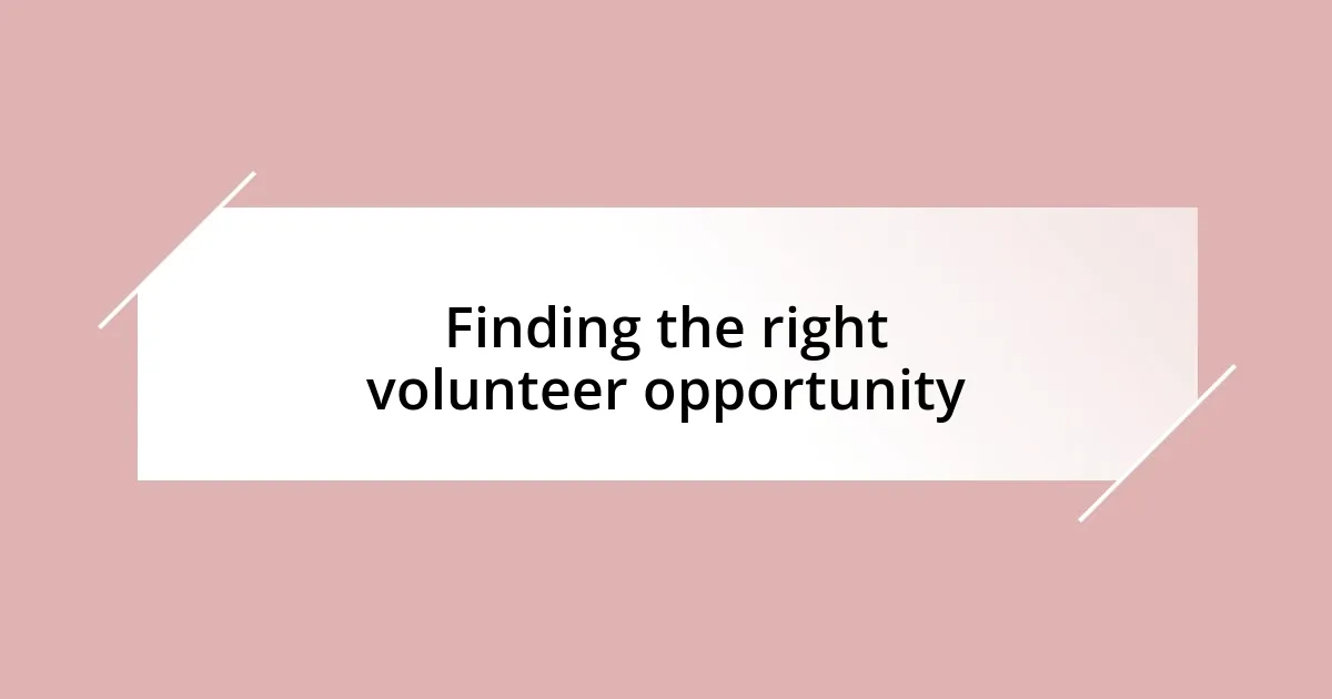 Finding the right volunteer opportunity